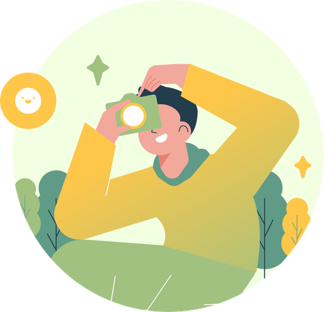 Man Capturing Photo With Camera  Illustration