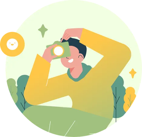 Man Capturing Photo With Camera  Illustration