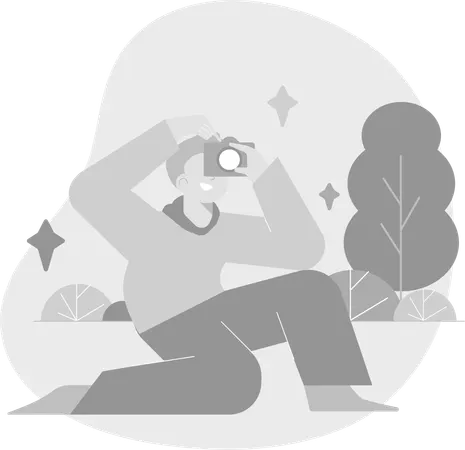 Man Capturing Photo With Phone  Illustration