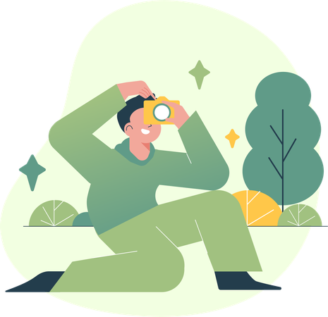 Man Capturing Photo With Phone  Illustration