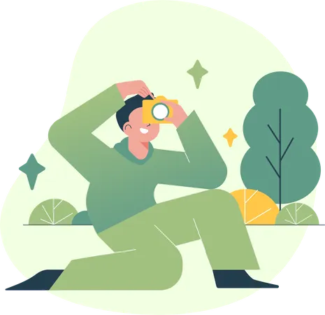 Man Capturing Photo With Phone  Illustration