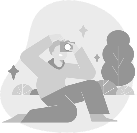 Man Capturing Photo With Phone  Illustration