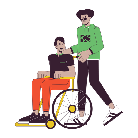Man Caring of disabled person  Illustration