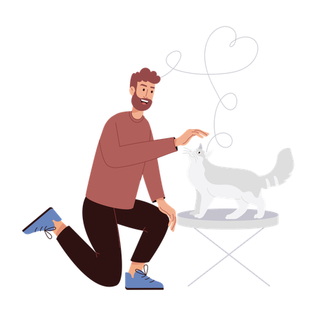 Man caring pet dog  Illustration