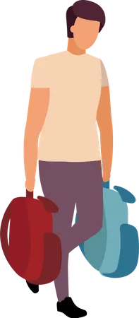 Man carries backpacks  Illustration