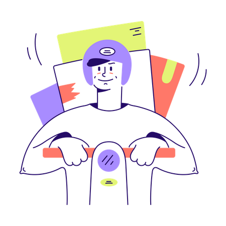 Man carries parcel to delivery  Illustration