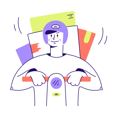 Man carries parcel to delivery  Illustration