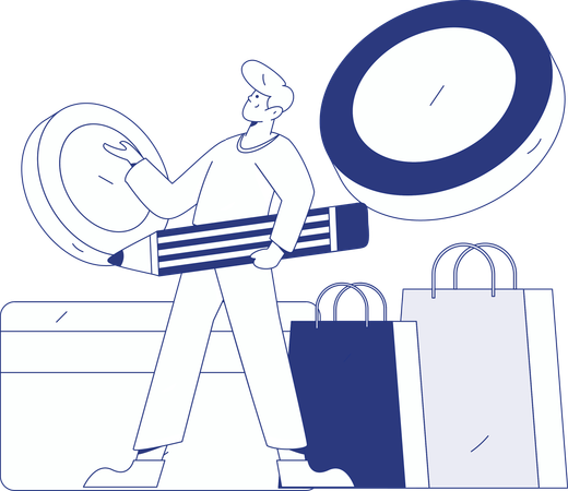 Man carries shopping bags  Illustration