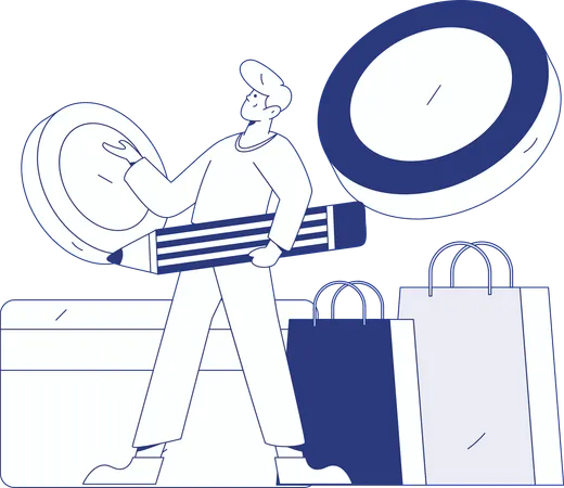 Man carries shopping bags  Illustration