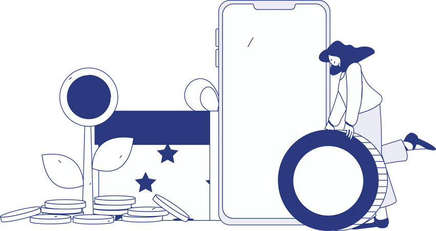 Man carries shopping box  Illustration