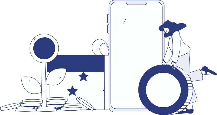 Man carries shopping box  Illustration
