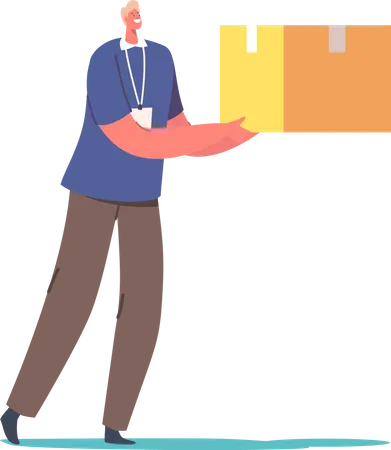 Man Carry Box with Donating Things Illustration