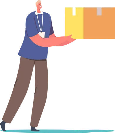 Man Carry Box with Donating Things  Illustration