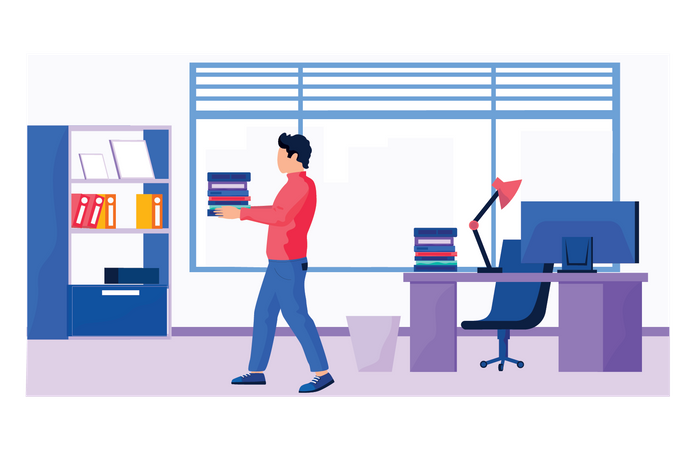 Man carry file in office Illustration