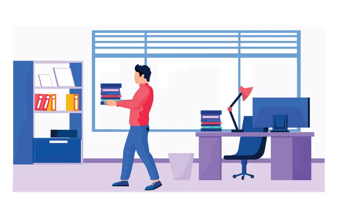 Man carry file in office  Illustration