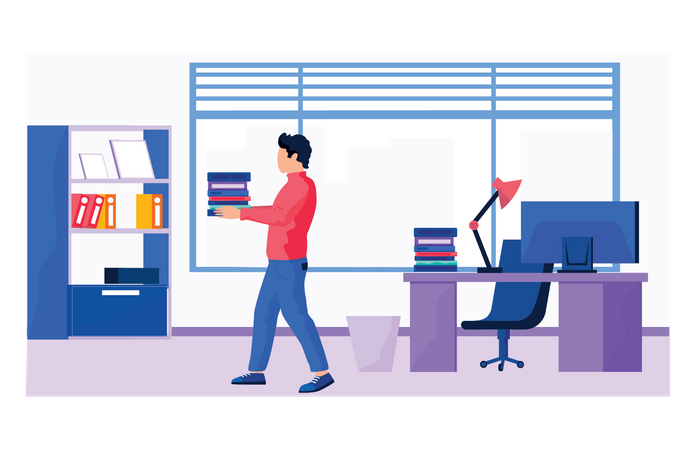 Man carry file in office  イラスト