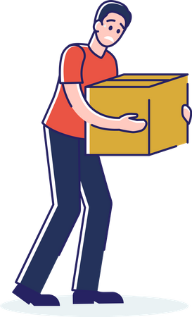 Man carry heavy box  Illustration