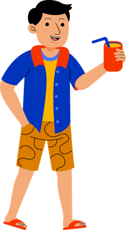 Man Carry Ice Drink  Illustration