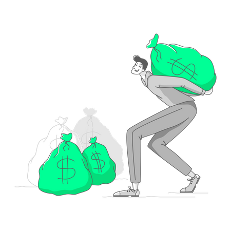 Man carrying a bag of money Illustration