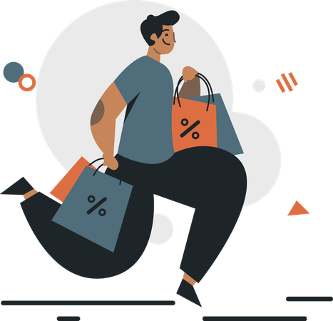 Man carrying a shopping bag  Illustration