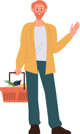 Man carrying basket  Illustration