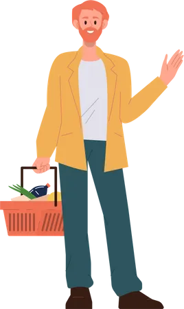 Man carrying basket  Illustration