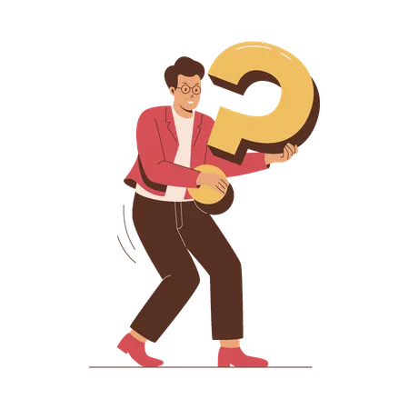 Man Carrying A Big Question Mark Illustration For Websites Landing Pages Mobile Applications Posters And Banners Trendy Flat Vector Illustration Illustration
