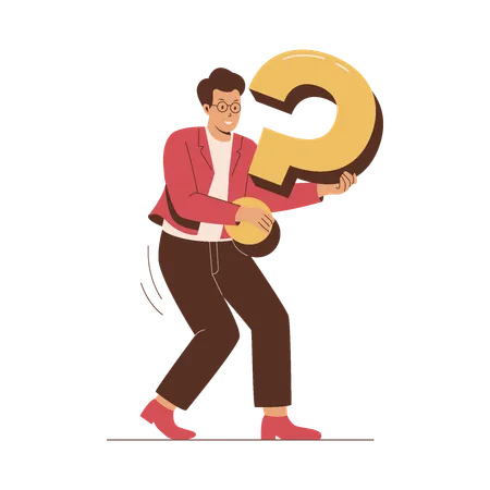 Man carrying big question mark  Illustration