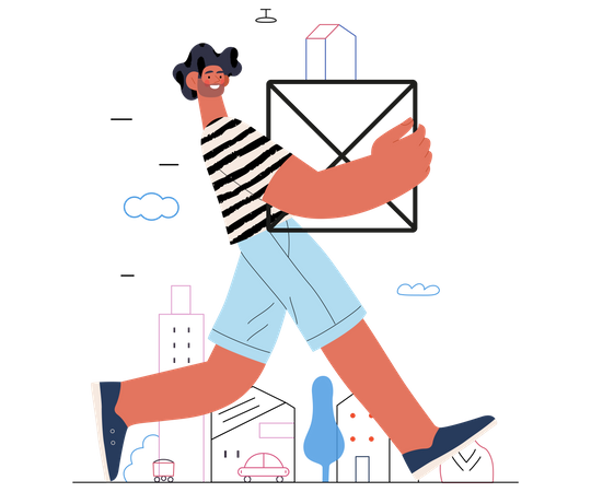 Man carrying box in hand Illustration