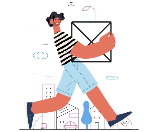 Man carrying box in hand Illustration