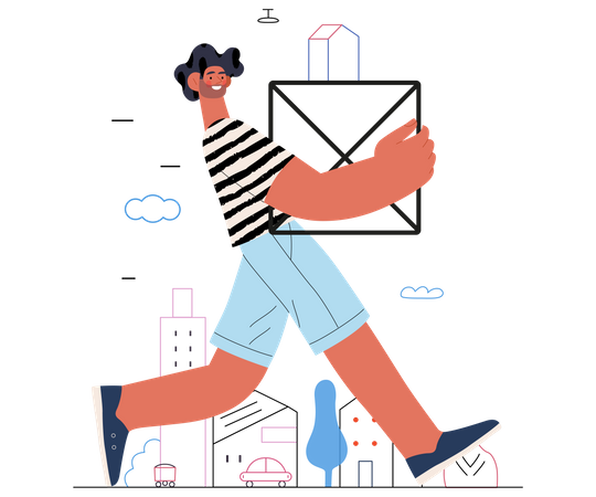 Man carrying box in hand  Illustration