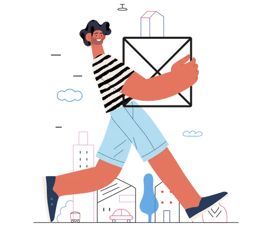 Man carrying box in hand  Illustration