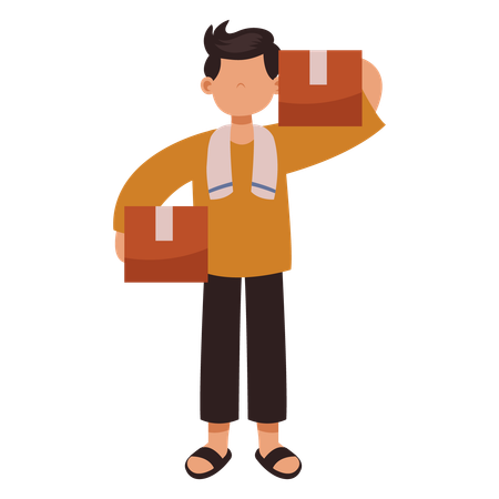 Man Carrying Boxes  Illustration