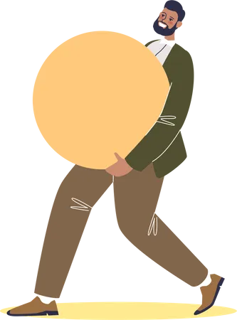 Man carrying circle shape Illustration
