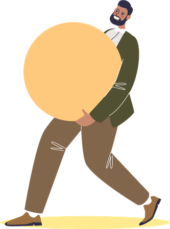 Man carrying circle shape  Illustration