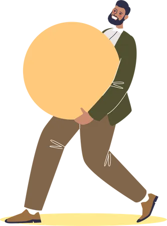 Man carrying circle shape  Illustration