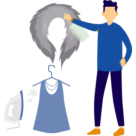 Man carrying cloth for cleaning  Illustration