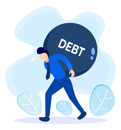 Man Carrying Debt Ball  Illustration