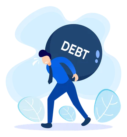 Man Carrying Debt Ball  Illustration