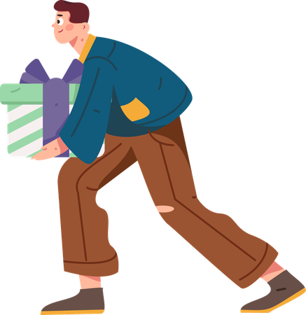 Man carrying delivery box  Illustration