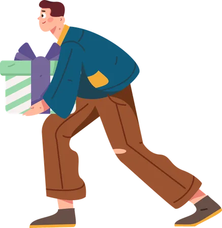 Man carrying delivery box  Illustration