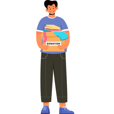 Man Carrying Donation Box  Illustration