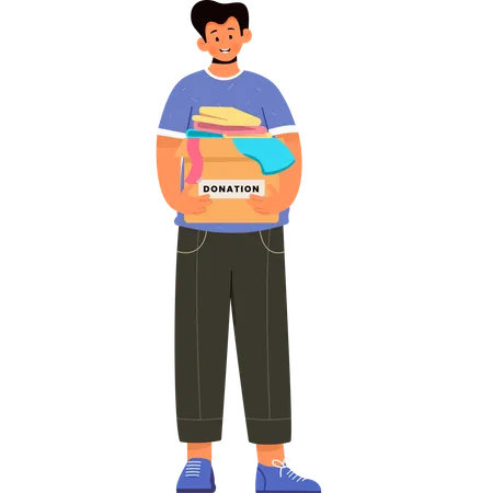 Man Carrying Donation Box  Illustration