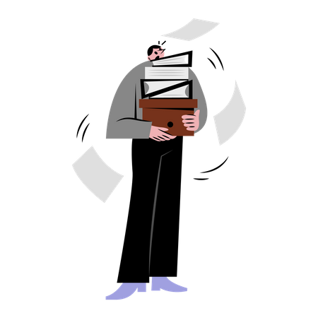 Man carrying file folders  Illustration