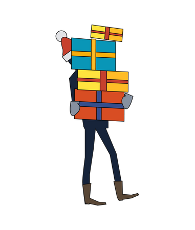 Man Carrying Gift Boxes  Illustration