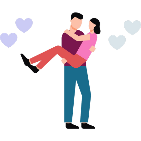 Man carrying girl his arms  Illustration