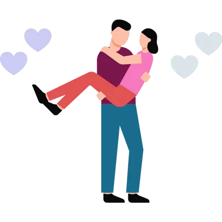 The Boy Is Carrying The Girl In His Arms Illustration