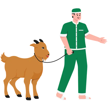 Man Carrying Goats To Be Slaughtered  Illustration