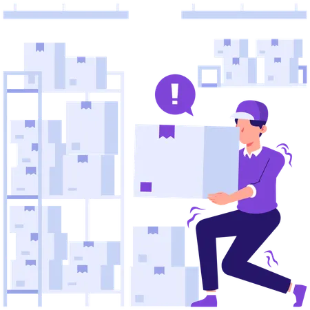 Man carrying heavy parcel boxes  Illustration