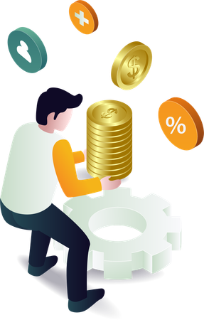 Man carrying money business finance  Illustration